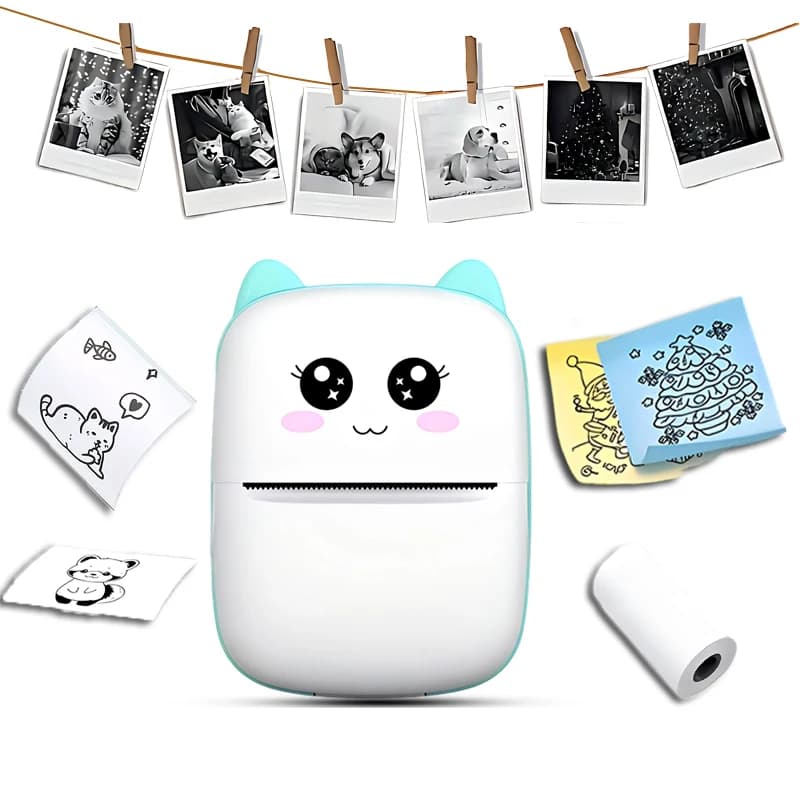 Mini Portable Thermal Printer - Instant Print, Compatible with IOS/Android, for Photos, Labels, Notes, Wireless, USB Charging
