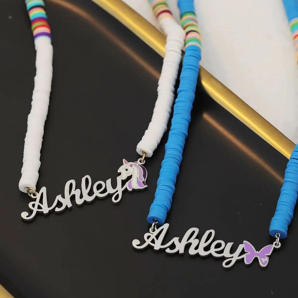 Personalized Name Necklaces Customize Unicorn-Name Pendant Stainless steel Friendship Enamel Jewelry Kids Girl Gift For Child