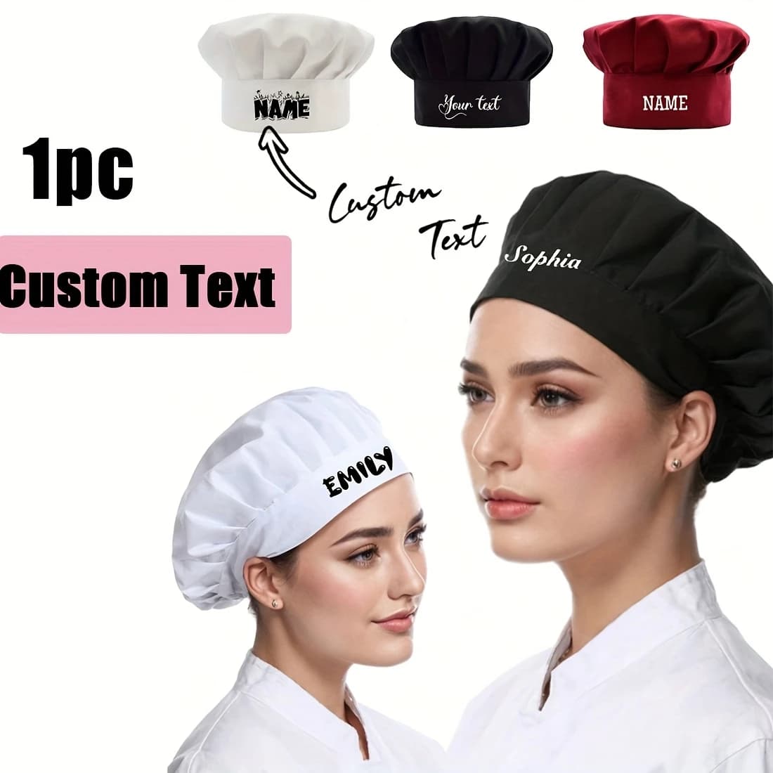 Custom Name Chef Hat, Dust Hat, Adjustable Kitchen Cooking Hat, Bakery, Cafe, Dessert Shop, Restaurant
