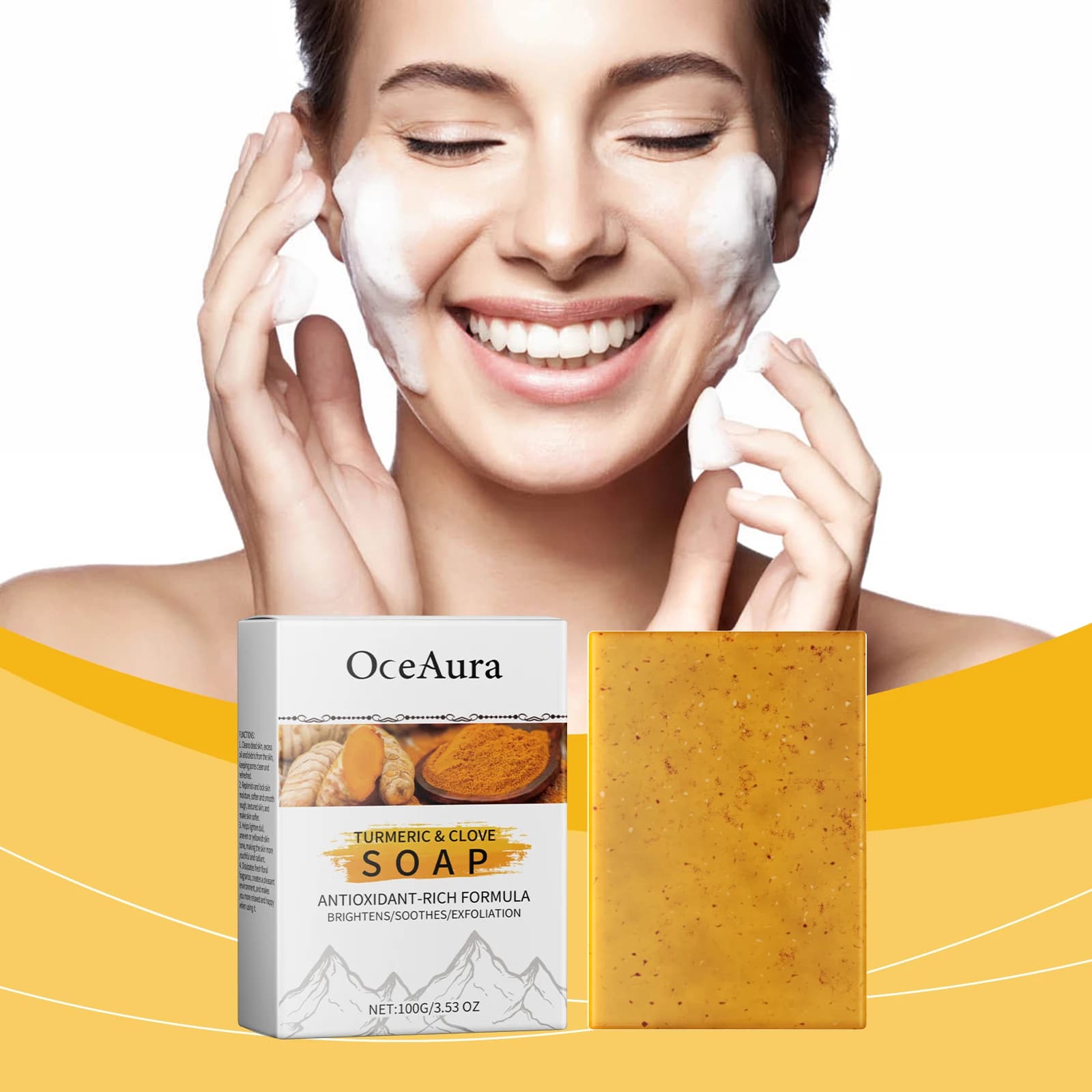 Turmeric Essential Oil Soap Exfoliation Balances Oil Enhances Skin Radiance Evens Skin Tone Hydrates Locks Moisture Clove Soap