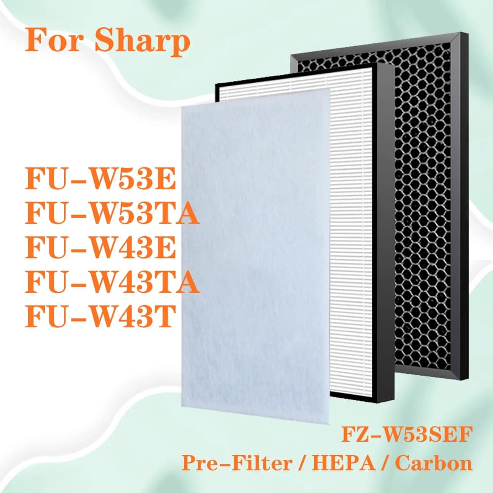FZ-W53SEF Filtro al carbone deodorante e filtro HEPA per Sharp FU-W53E FU-W53TA FU-W43E FU-W43TA FU-W43T Filtro purificatore d'aria