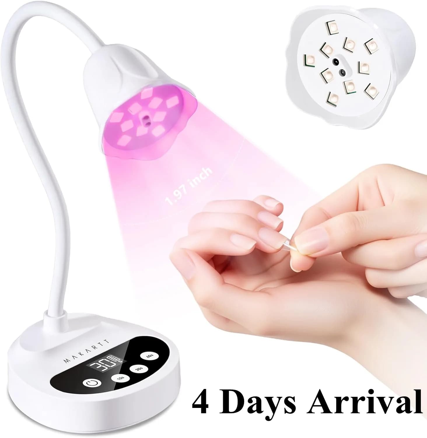 Lampada UV per Unghie Makartt, LED Ricaricabile Senza Fili con Sensore Automatico, 4 Timer, Asciugatura Rapida per Gel Polish, per Casa e Salone