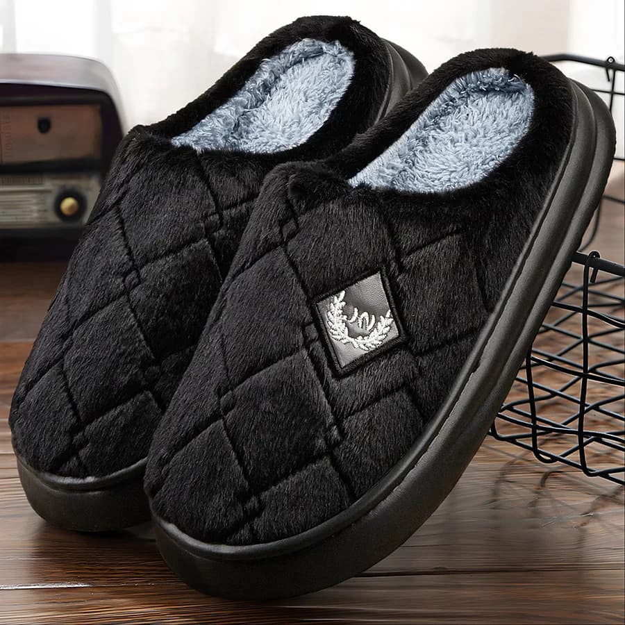 Pantofole da casa da uomo Pelliccia scozzese accogliente Memory Foam EVA Scarpe casual leggere Pantofole antiscivolo in peluche calde invernali di grandi dimensioni
