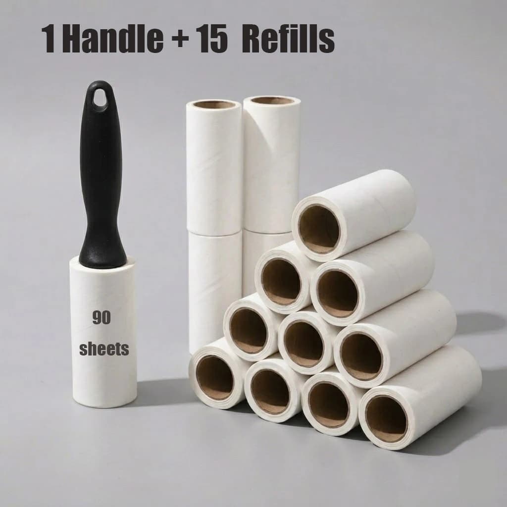 1 Handle+15 Replacements(1350 sheets), Sticky Lint Roller Value Set for Pet Hair Removal Dog and Cat Lint Remover