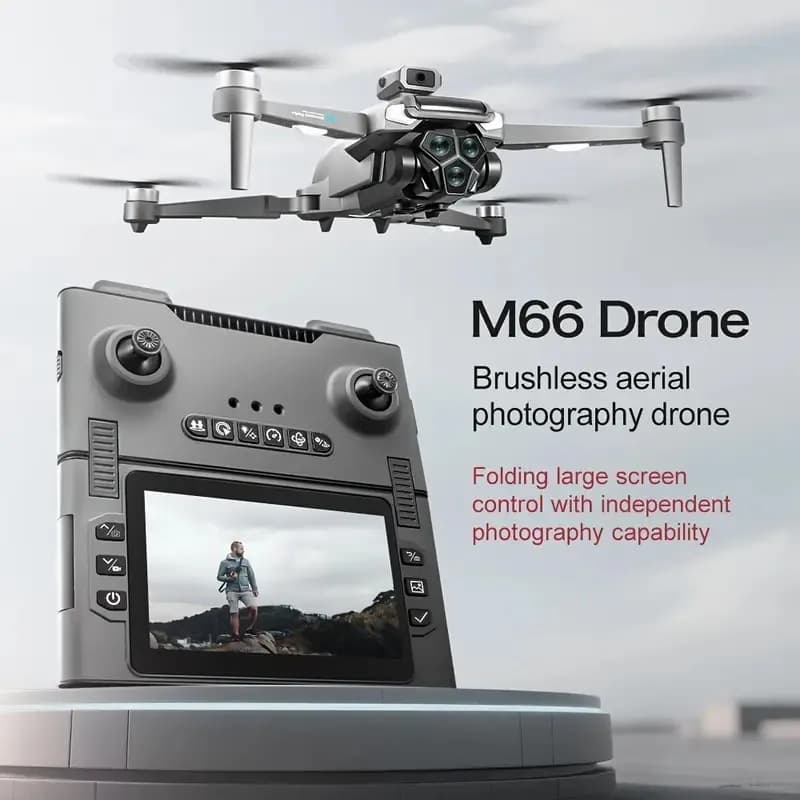 New M66 brushless triple battery drone with remote control on the screen: control of gestures, photo with zoom, smart avoidance of obstacles