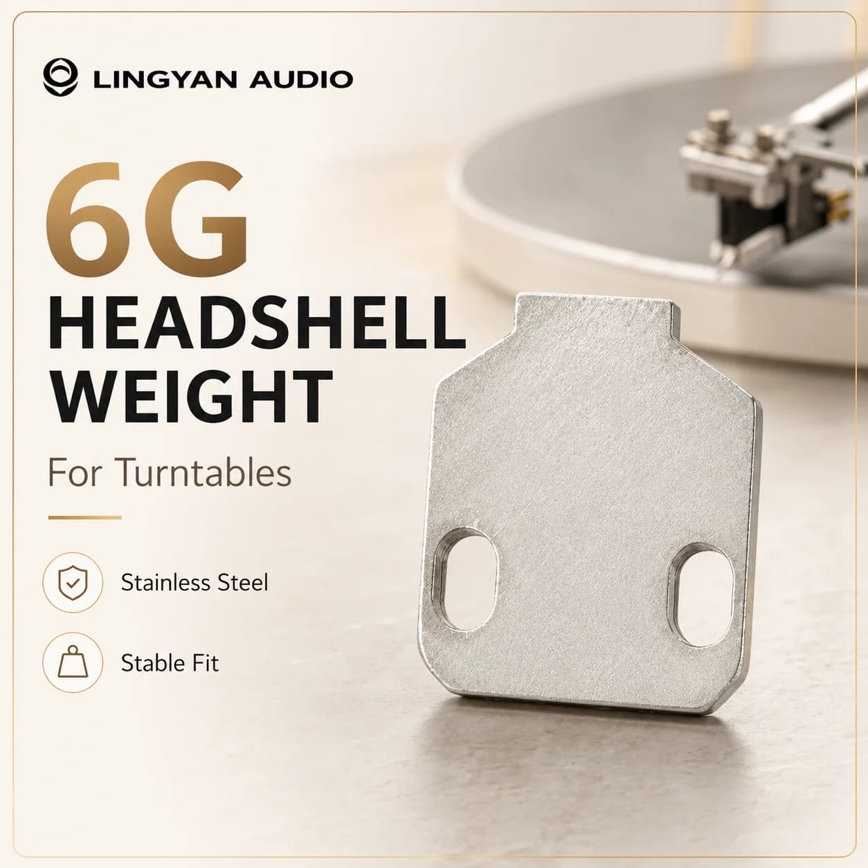 6g Stainless Steel Headshell Weight for SME Universal Turntables, Tonearm Balance Plate for Vinyl Record Players