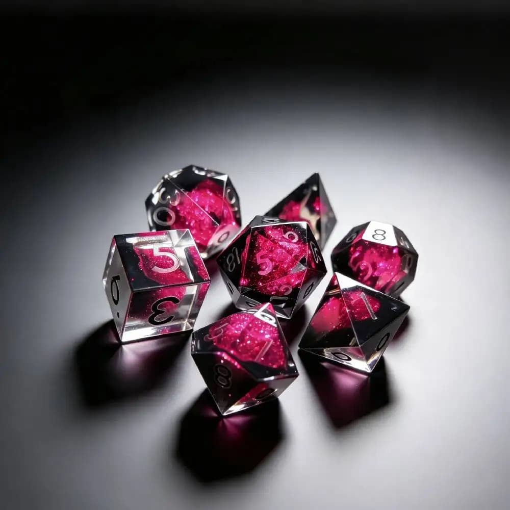 Glitter Core Resin Dice Set Polyhedral DND Dice for Dungeons & Dragons RPG Role‑Playing Tabletop Game Handmade Sharp Edge Dice