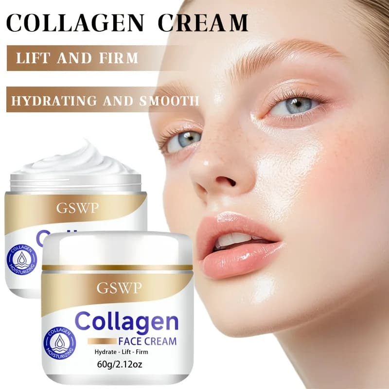 GSWP Collagen Hydrating Cream, rich in hyaluronic acid, deeply moisturizes the skin day and night, without alcohol. 60g/120g