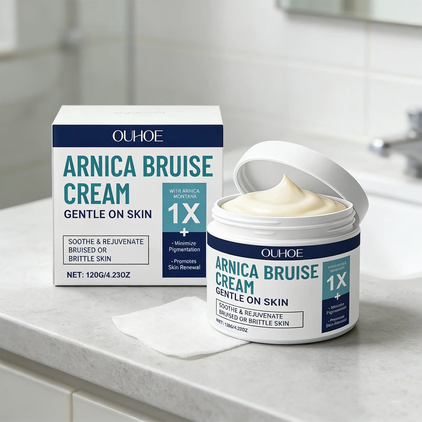 OUHOE Crema all'Arnica 120G, Riduce i Segni, Illumina la Pelle, Formula Delicata, Idratazione a Lunga Durata, Facile da Applicare