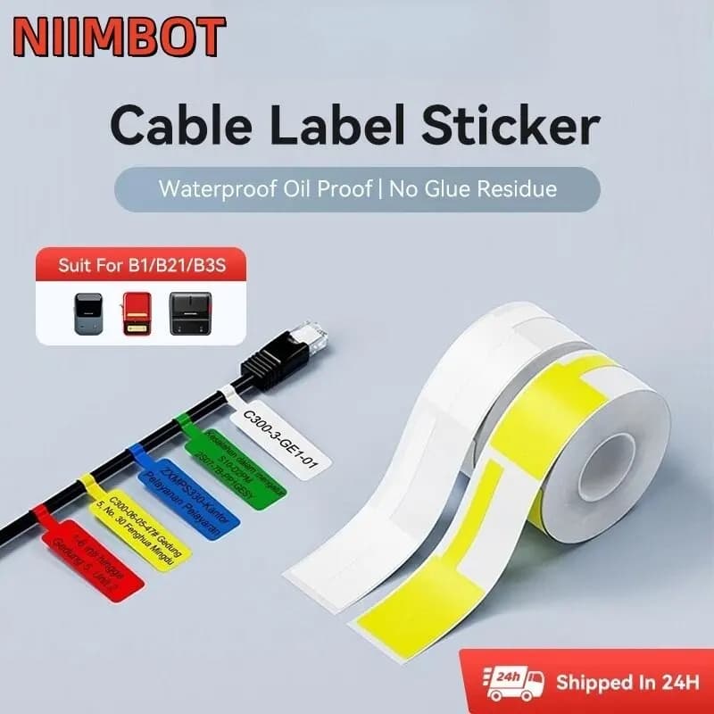 Etichette per Cavi Niimbot B1/B21/B3S/B31, Etichette Impermeabili in Fibra, Organizzatori, Marcatori di Rete, Nastro per Etichette