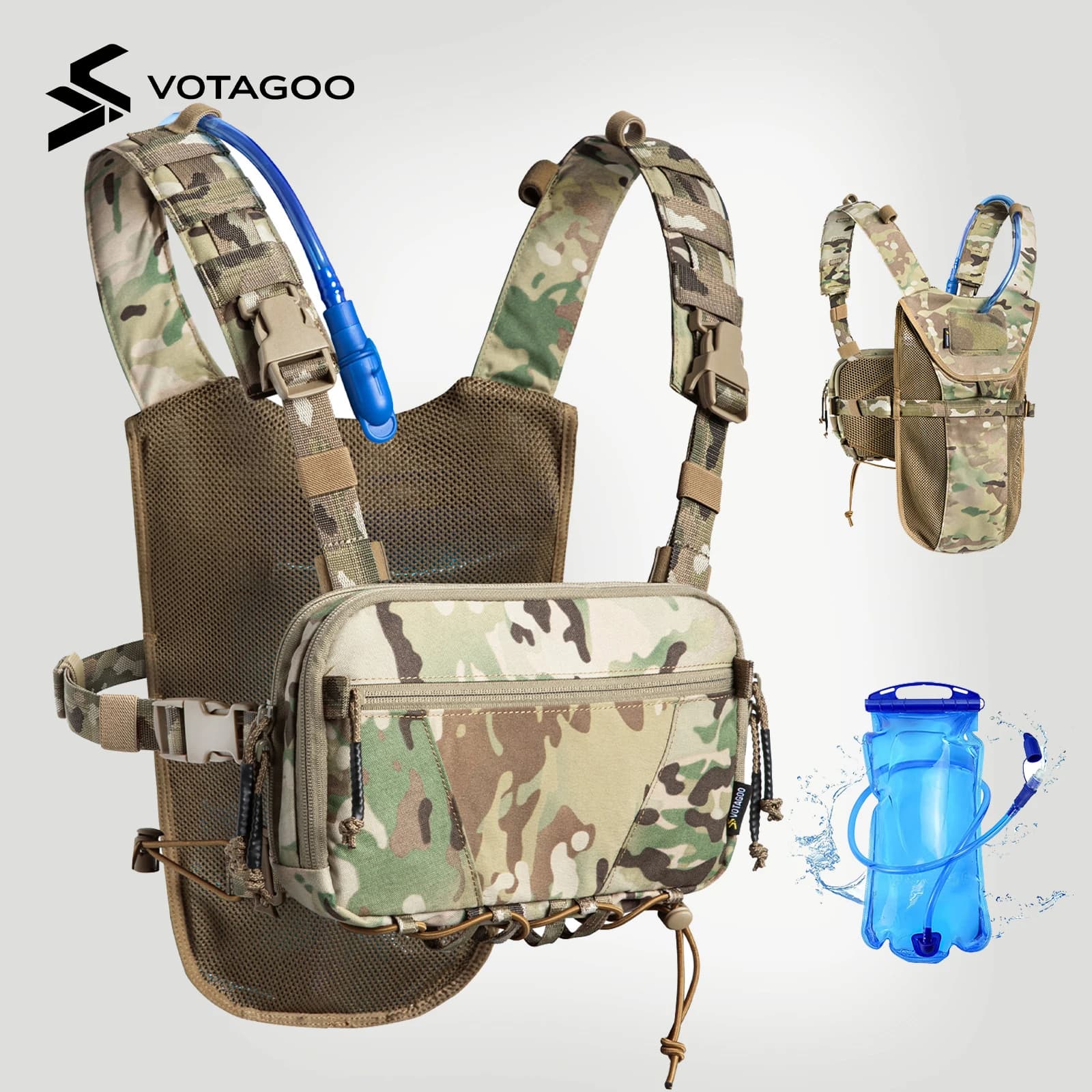 VOTAGOO Lightweight running water vest backpack with 2 litre water bladder bag Hiking backpack, cycling, hunting for women and men
