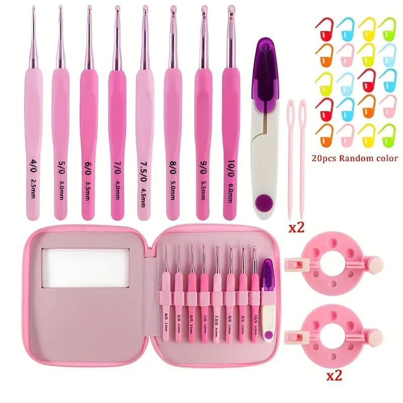 Set di uncinetti rosa / Set di uncinetti fai da te, adatti per lavorare a maglia maglioni, sciarpe, calzini, ecc. 2,5 mm-6 mm