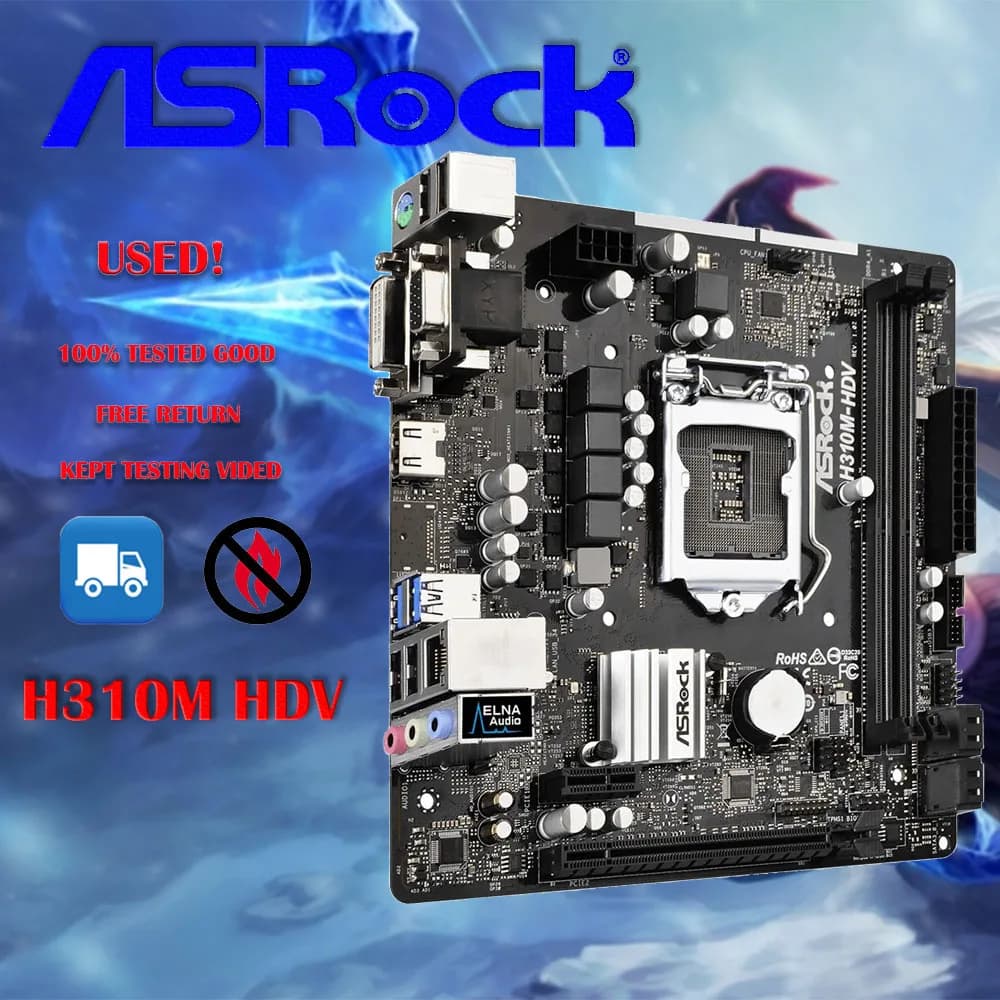 Used ASROCK H310M HDV ITX Desktop Motherboard Intel H310 LGA1151 DDR4