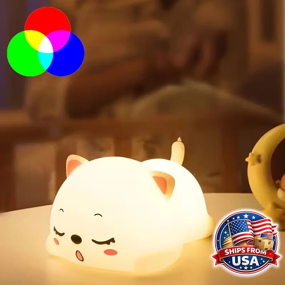 Lampada Notturna per Bambini Ricaricabile in Silicone LED con 7 Colori Cangianti, Lampada da Comodino Portatile Touch per Neonati e Bambini