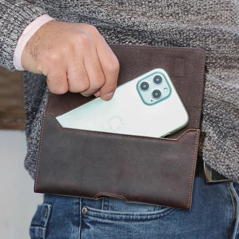 Waist Waist Bag Leather Waist Support for Phone Casual 6.7 '' waist belt for iPhone Samsung Galaxy Pocket with Mobile Hinge