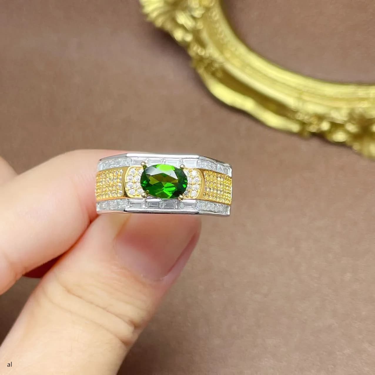 KJJEAXCMY Boutique Jewelry Anello diopside naturale da uomo in argento sterling 925 Regalo di nozze di compleanno europeo e americano