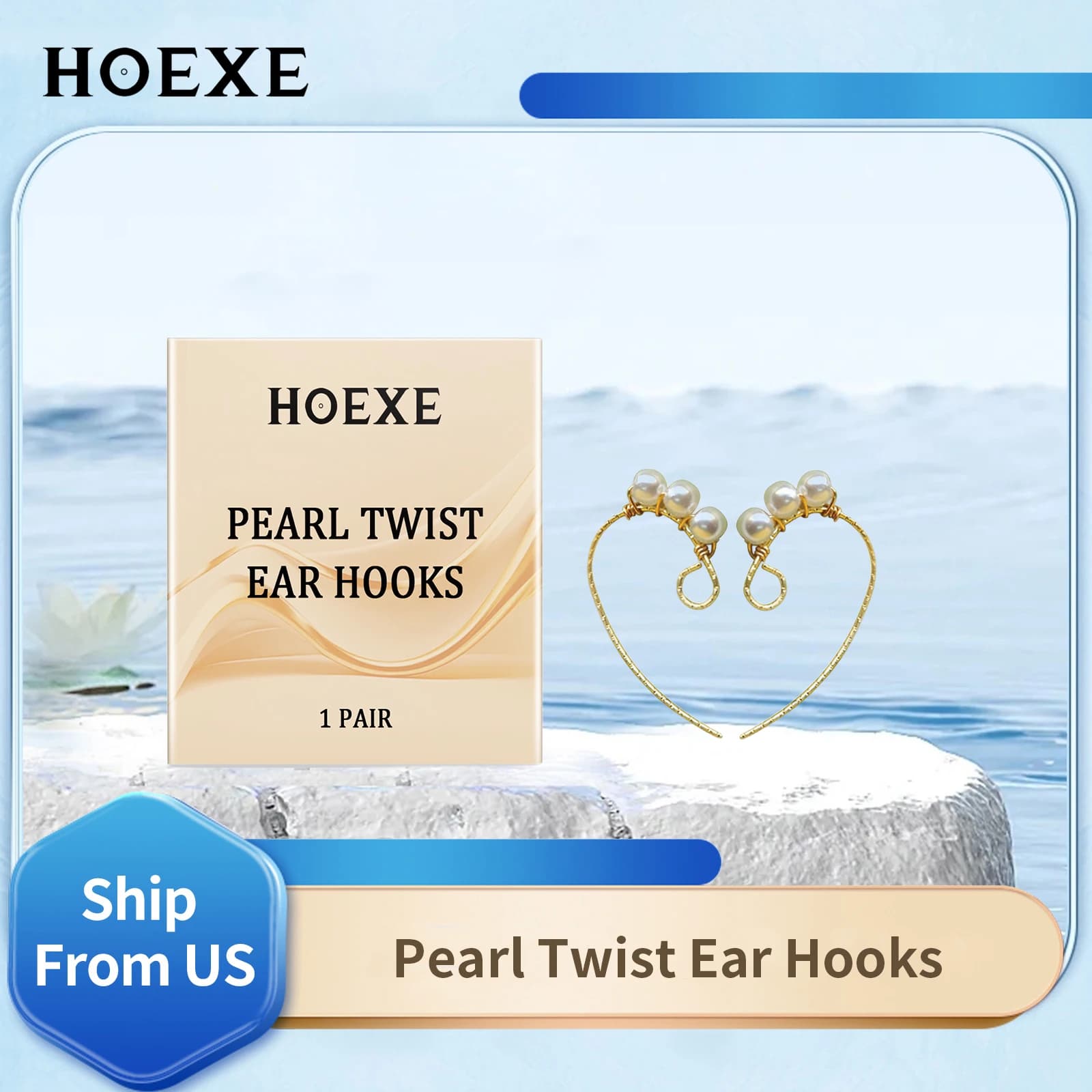 Hoexe 1pc Pearl Ear Hooks Gold Filled Jewels Stylish woven Earrings Daily Gifts Easy to Cup Ear Hooks with woven Pearls