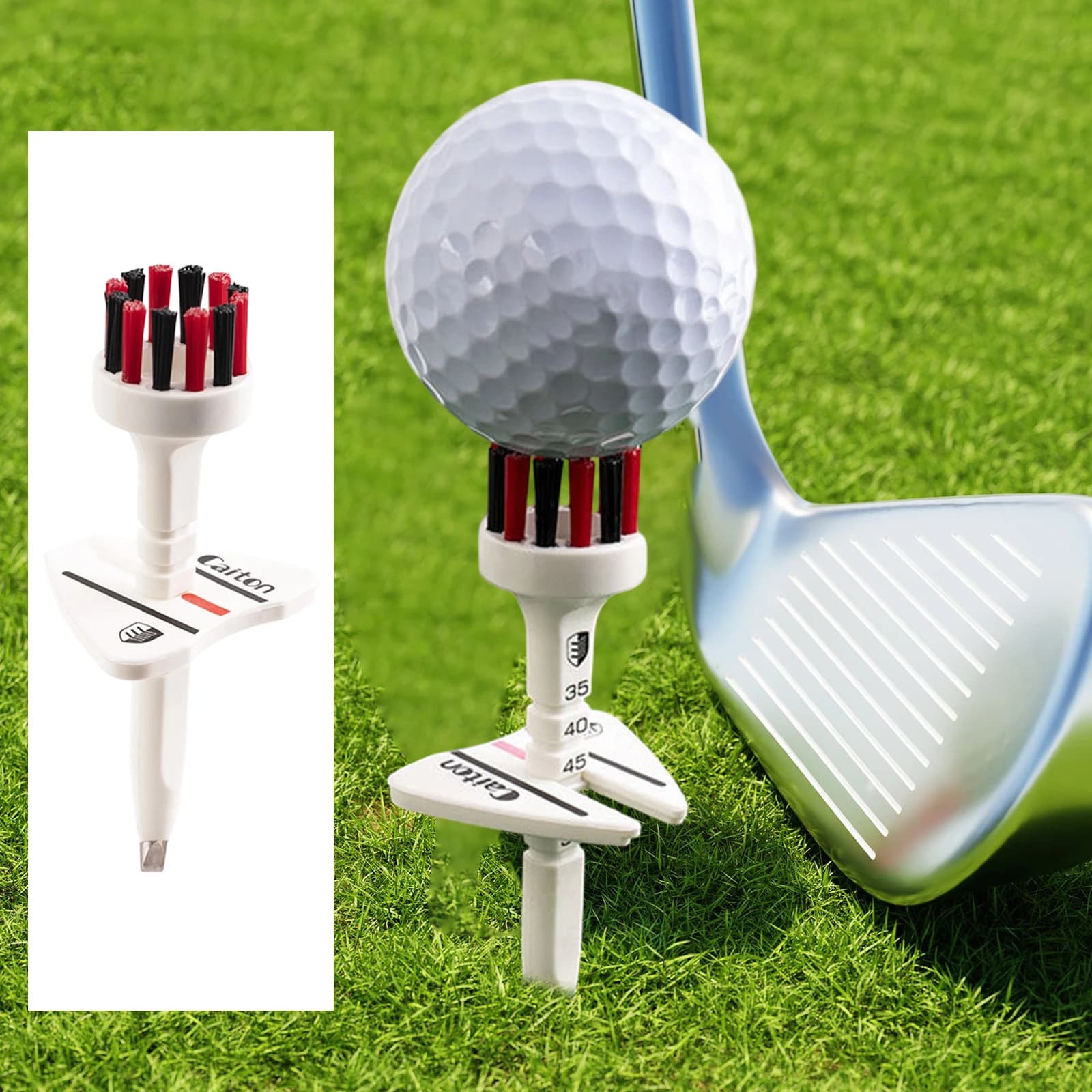 Porta pallina da golf regolabile per tee da golf stabile con spazzola per la pulizia Accessori da golf per campo di guida all'aperto Forniture da golf Nuovo