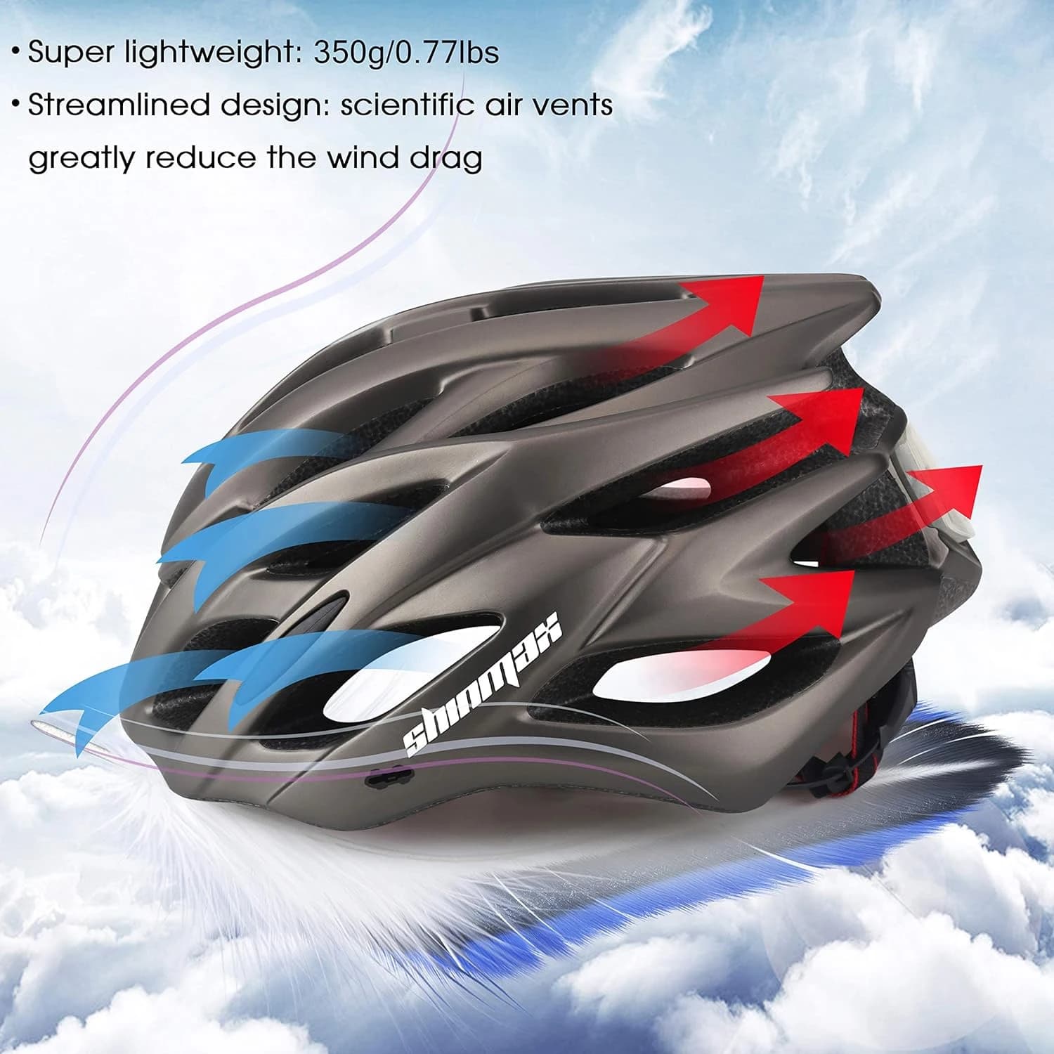 Casco da Bicicletta con LED e Visiera Parasole Rimovibile, Casco Leggero Regolabile per Ciclismo su Strada e Montagna per Adulti