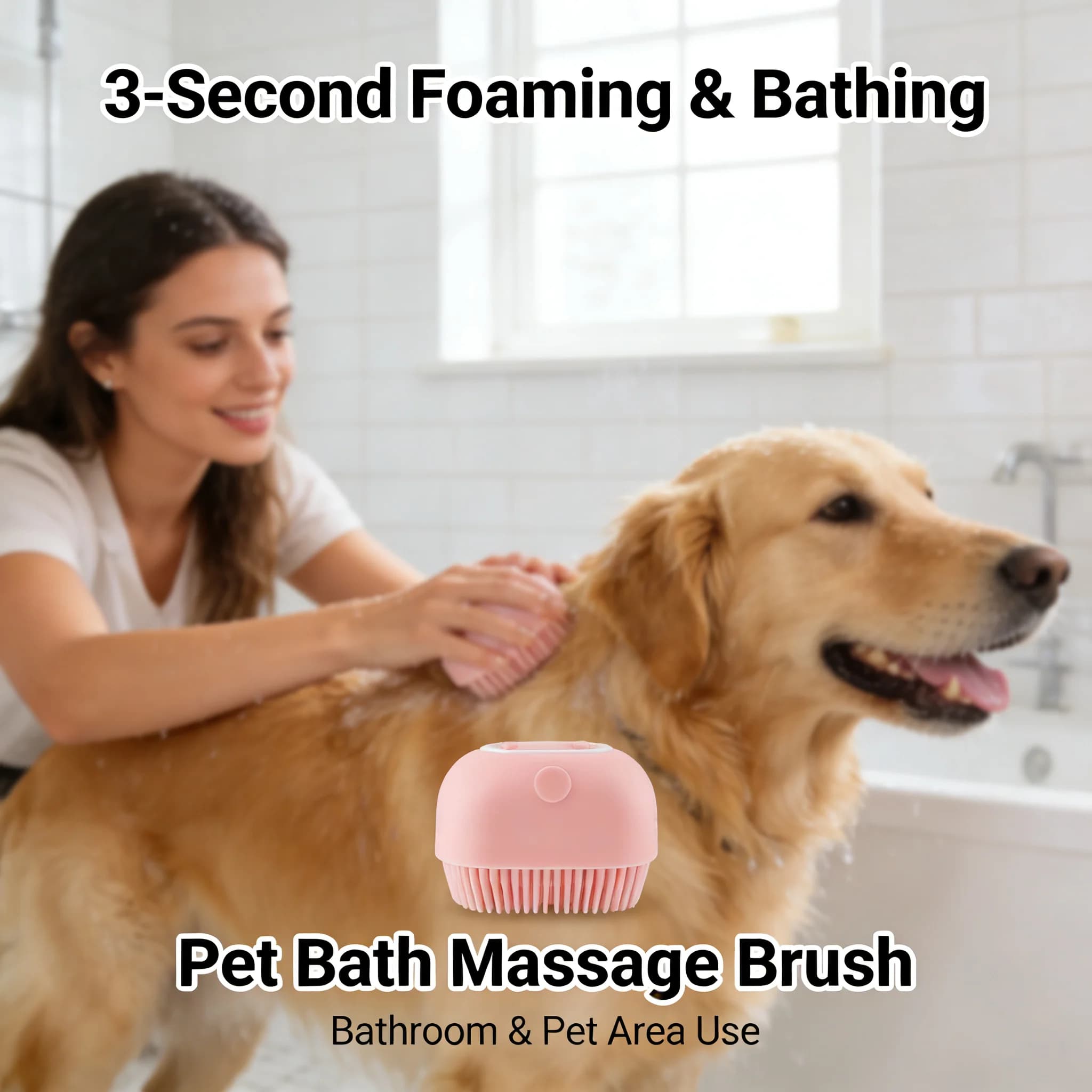 Spazzola per massaggio per animali domestici Dispenser per shampoo Spazzola in silicone morbido Setole in gomma per strumento per toelettatura doccia per cani e gatti