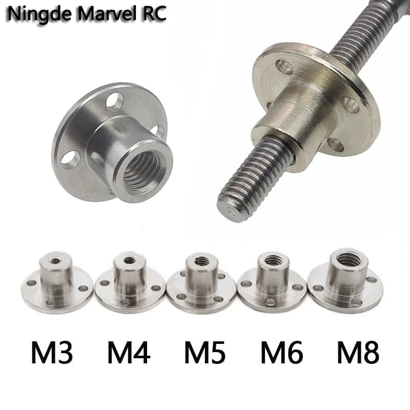 1 pz flangia dado di accoppiamento M3 M4 M5 M6 M8 diametro interno 3MM 4MM 5MM 6MM 8MM adatto per albero filettato motore accessori generali