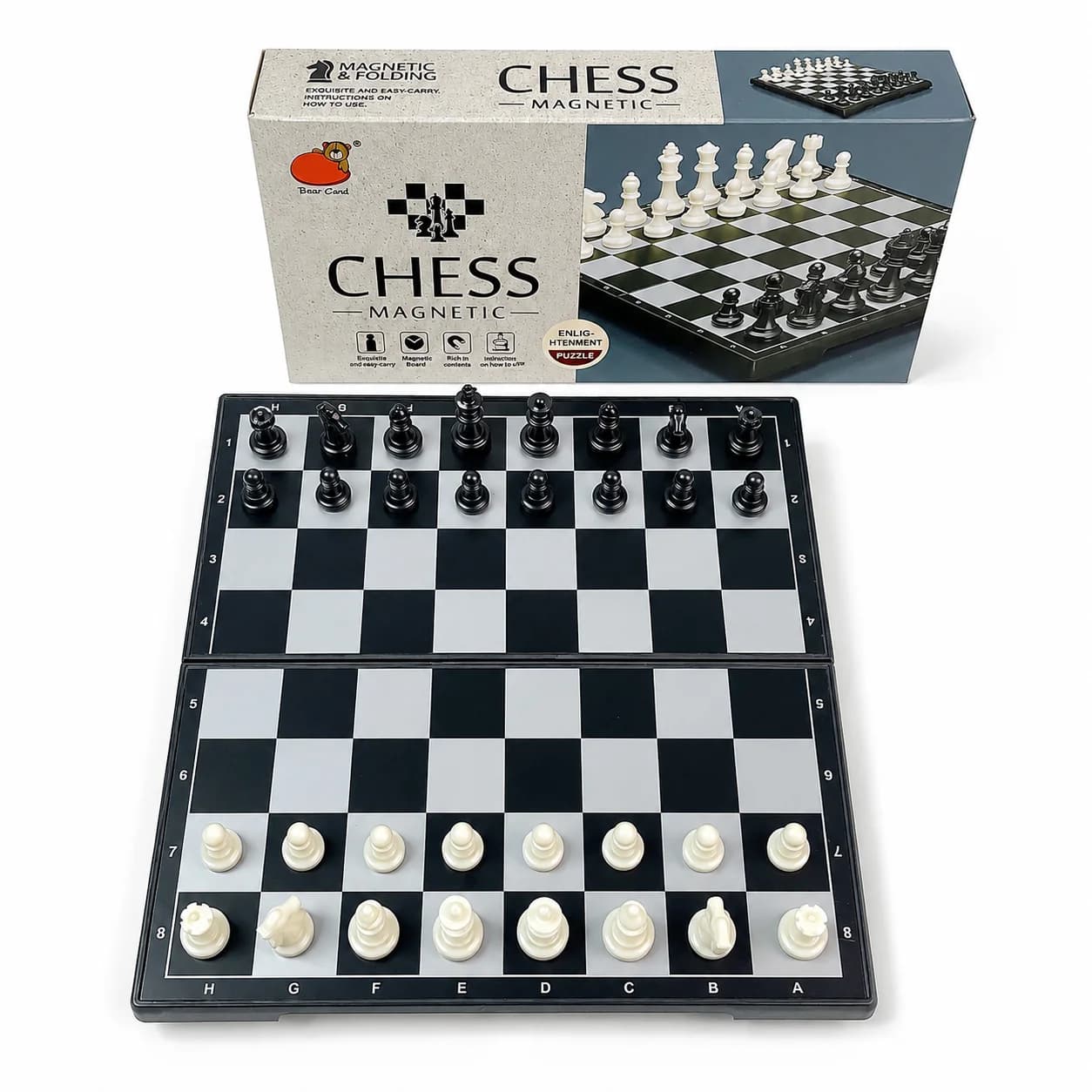 19x19cm Folding Magnetic Chess Set Black White Board Game with Carry Box Safe Portable Travel Educational Puzzle Toy Gift