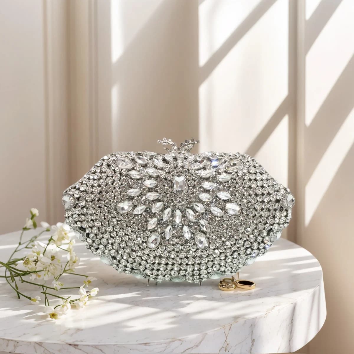 Borsa da sera da donna in cristallo di lusso con pochette con strass glitterati Borsa da sposa con diamanti pieni per banchetti cocktail