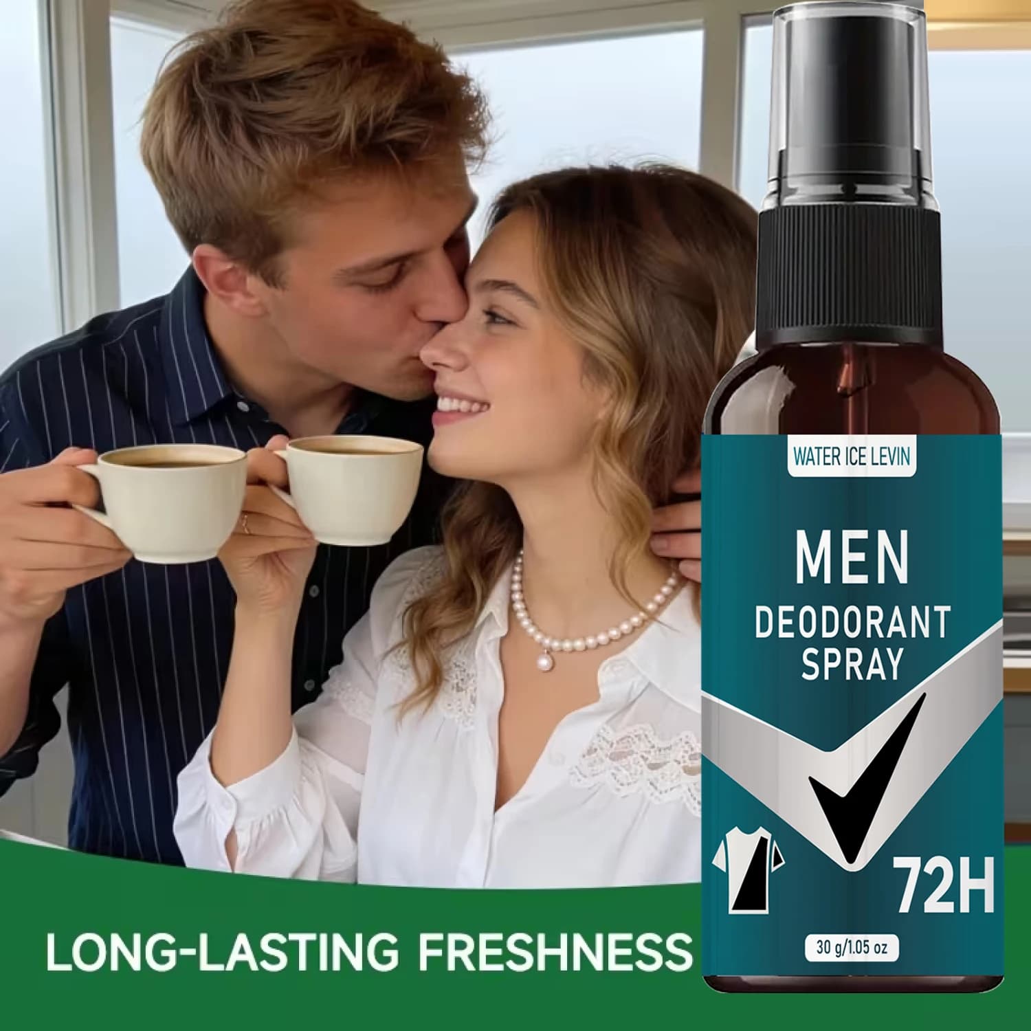 Water Ice Levin Men Deodorizing Spray 30g Collagen Hyaluronic Acid Gentle Refreshing Daily Body Deodorant Care Spray