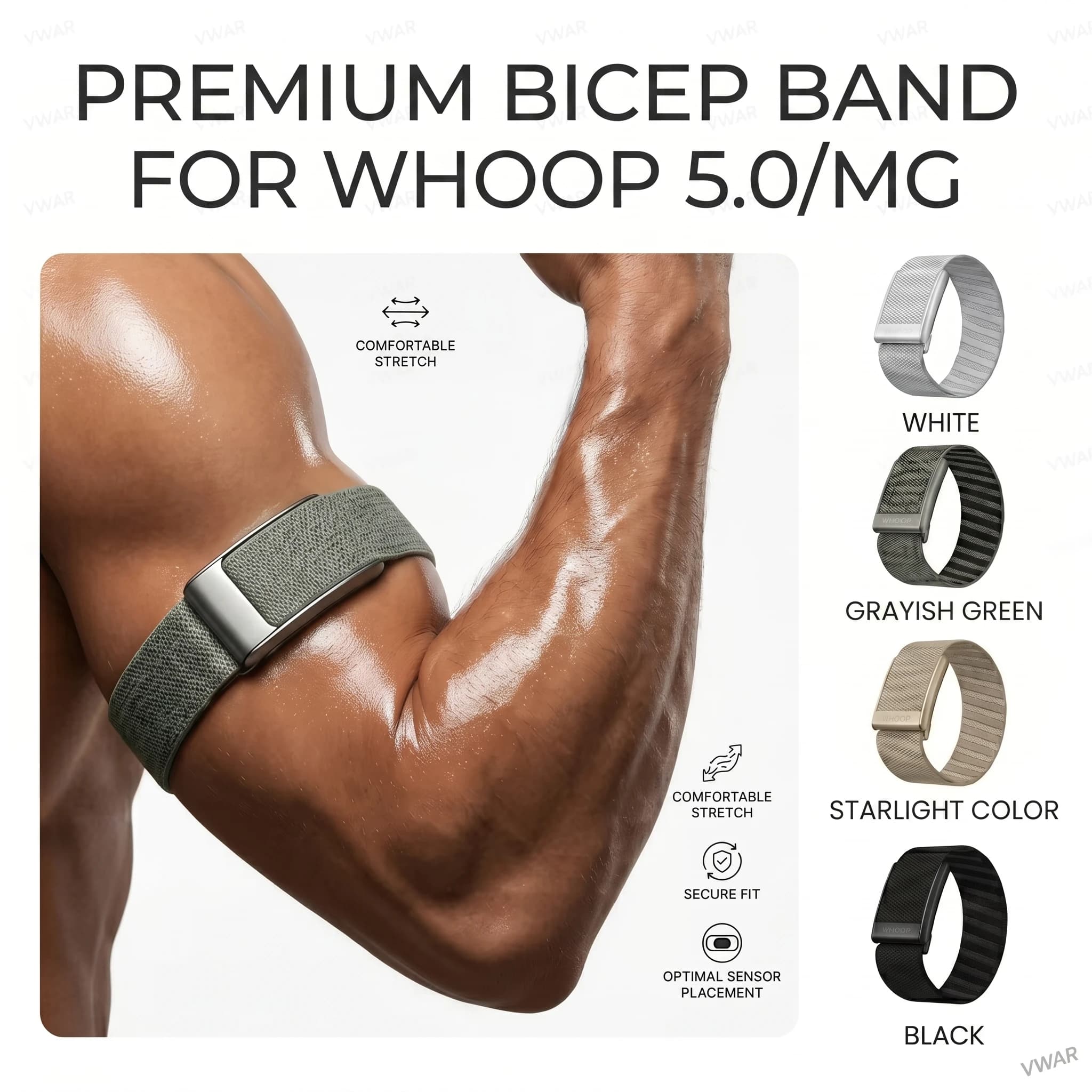Elastic Nylon Arm Bicep Band For Whoop 5.0/MG One+Peak Life Waterproof Fitness Armband Replacement Wearable Bracelet Strap