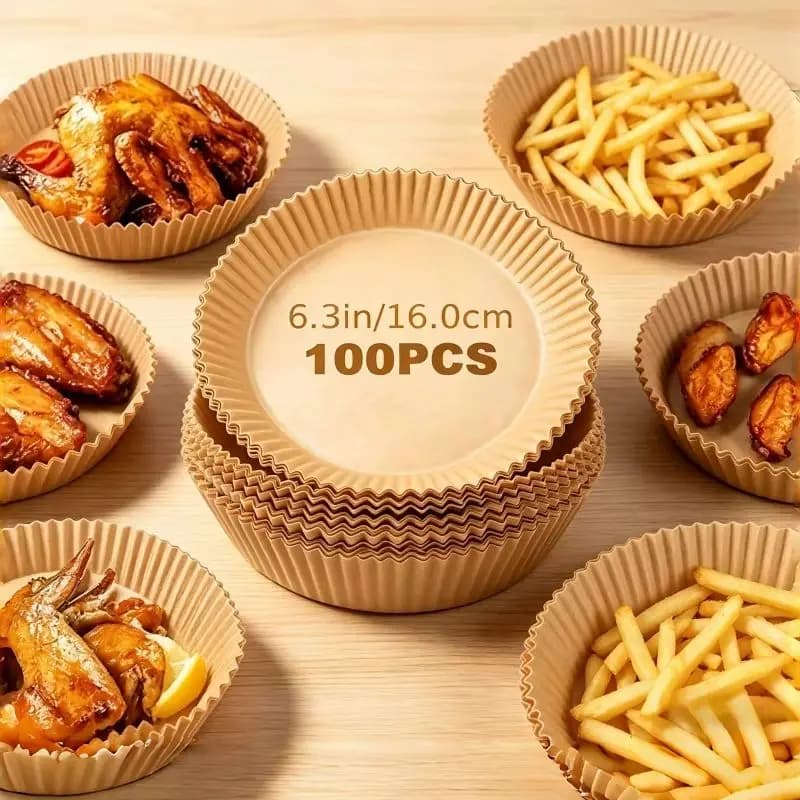 100 Fogli Rotondi di Carta da Forno in Pergamena ​ Teglia Antiaderente per Forno (fino a 230°C) Perfetta per Torte, Crostate, Pizza e Utilizzo con Friggitrice ad Aria