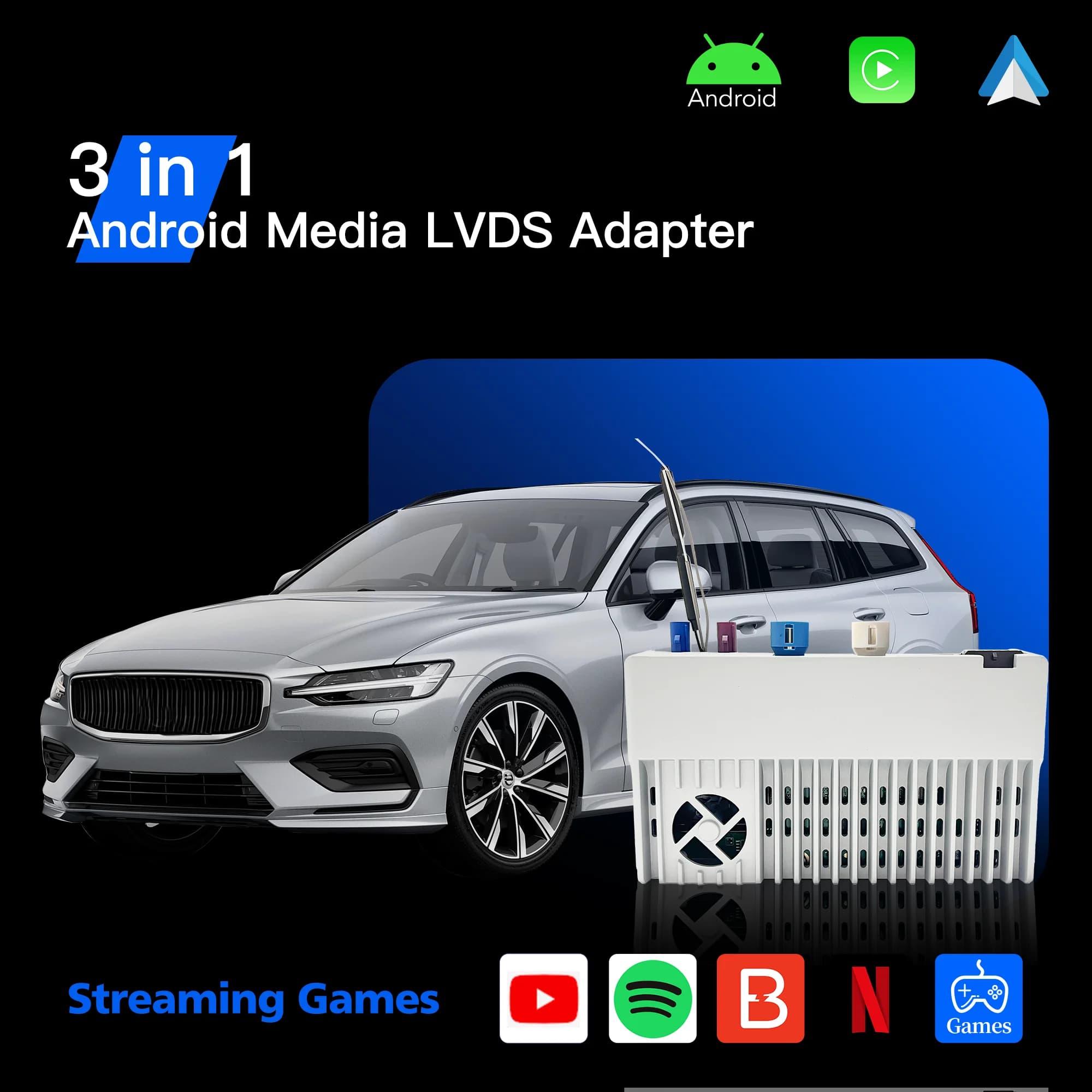 Hualingan Android 13 128GB Wireless CarPlay retrofit decider box per Volvo S60/XC60/V60/S90/V60 2017-2025 Spotify Netflix YouTub
