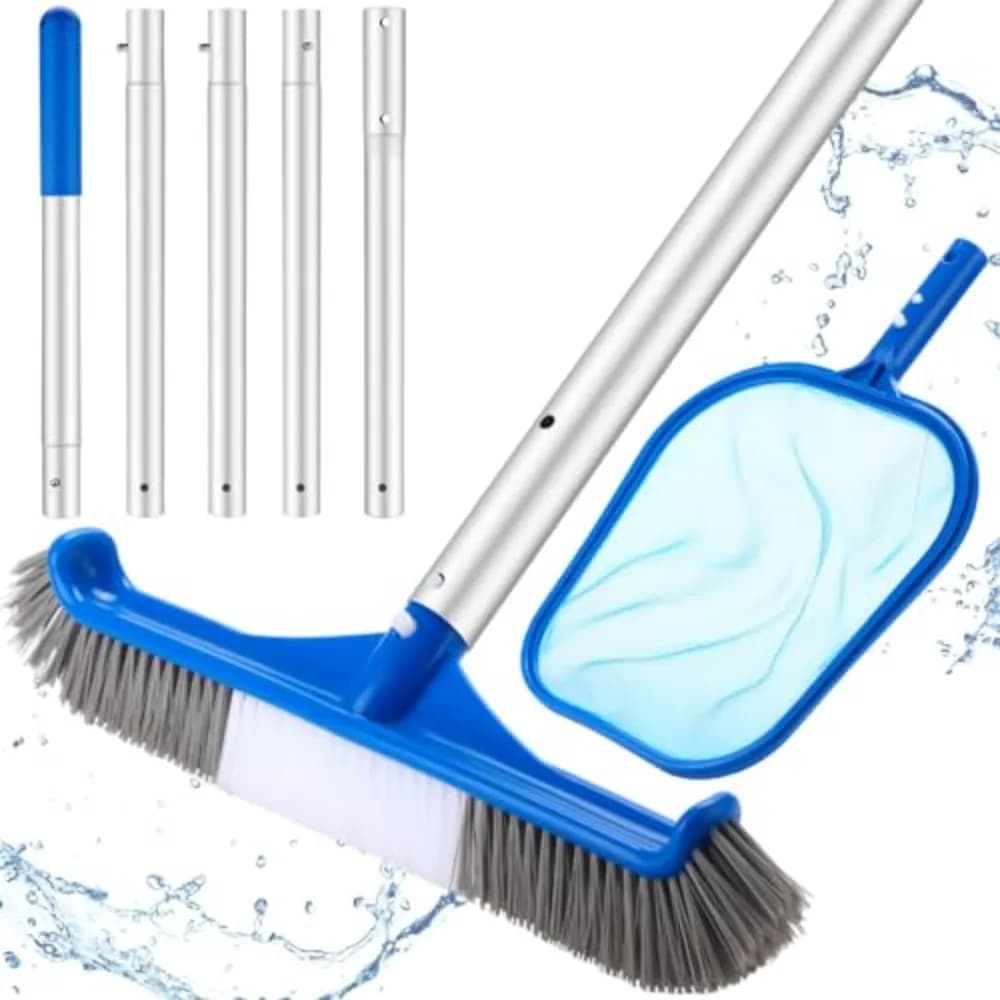 3 Pcs Pool Cleaning Kit with Hand Skimmer Net, 17.5" Brush