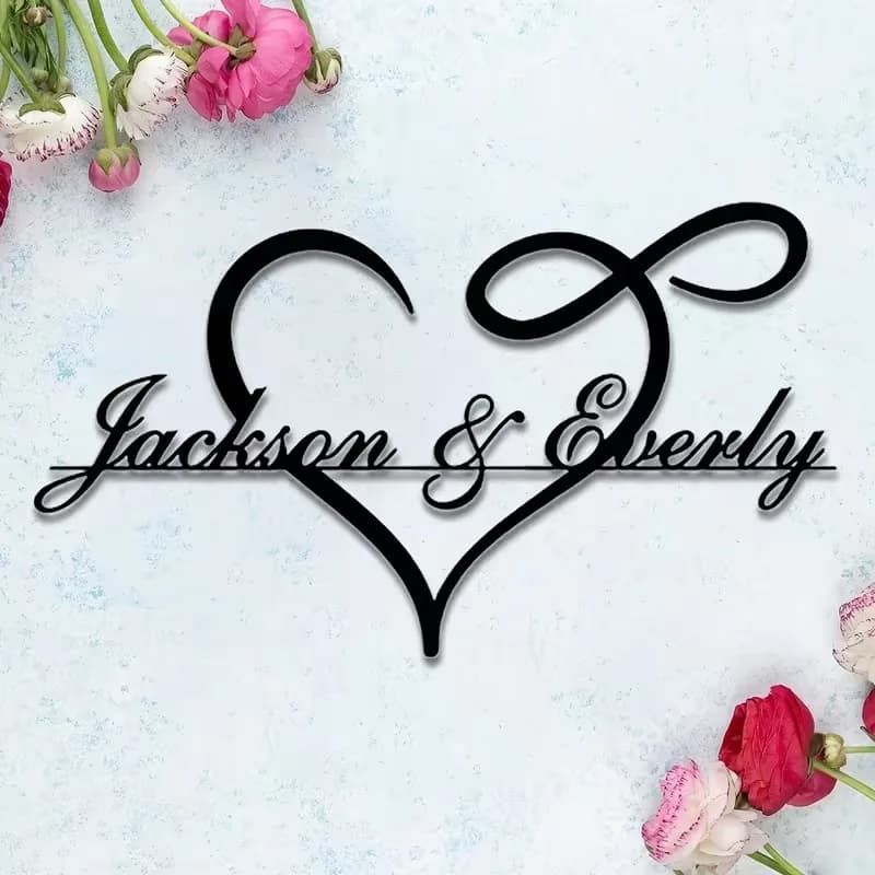 Personalized teaching that Symbolizes Love, with Commemorative Date and Name, for Theme Celebrations, Doors, Decorations, Living Walls