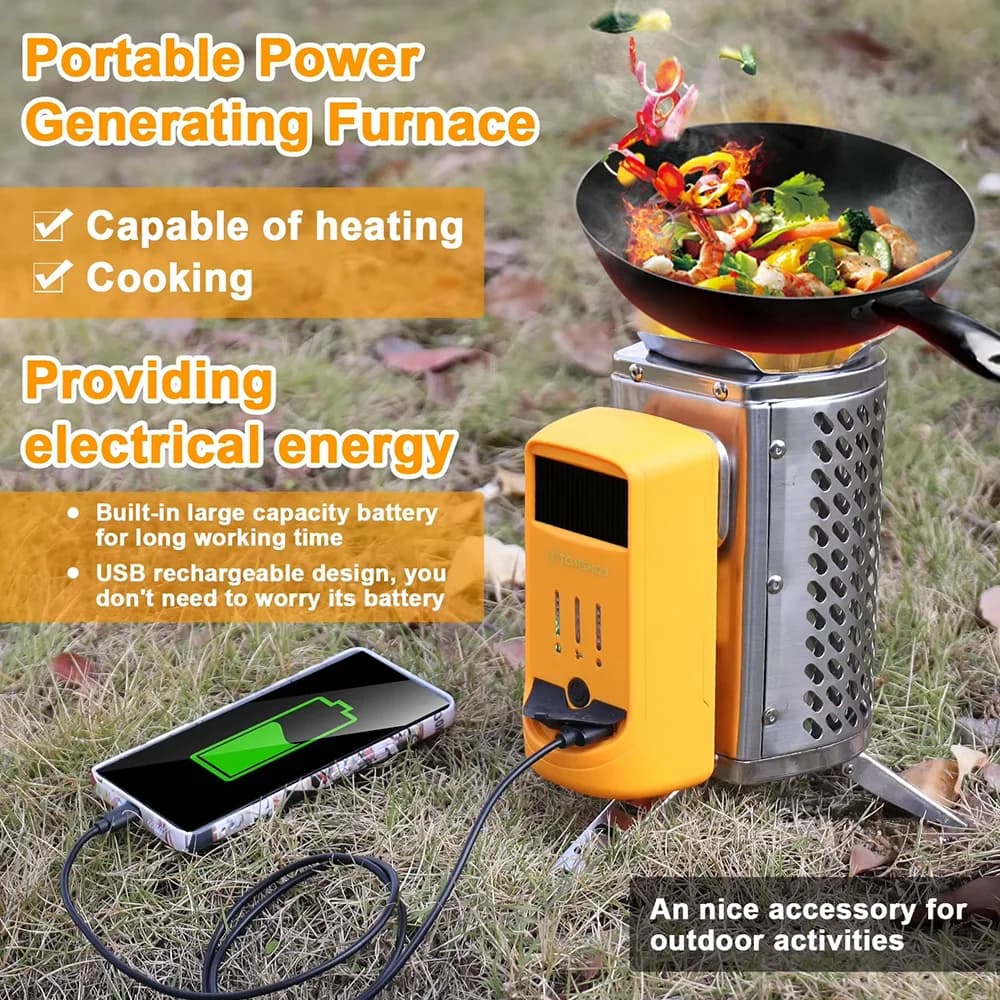 Smoking-free outdoor camping stove Energy generation portable oven Hiking stove USB rechargeable wood stove