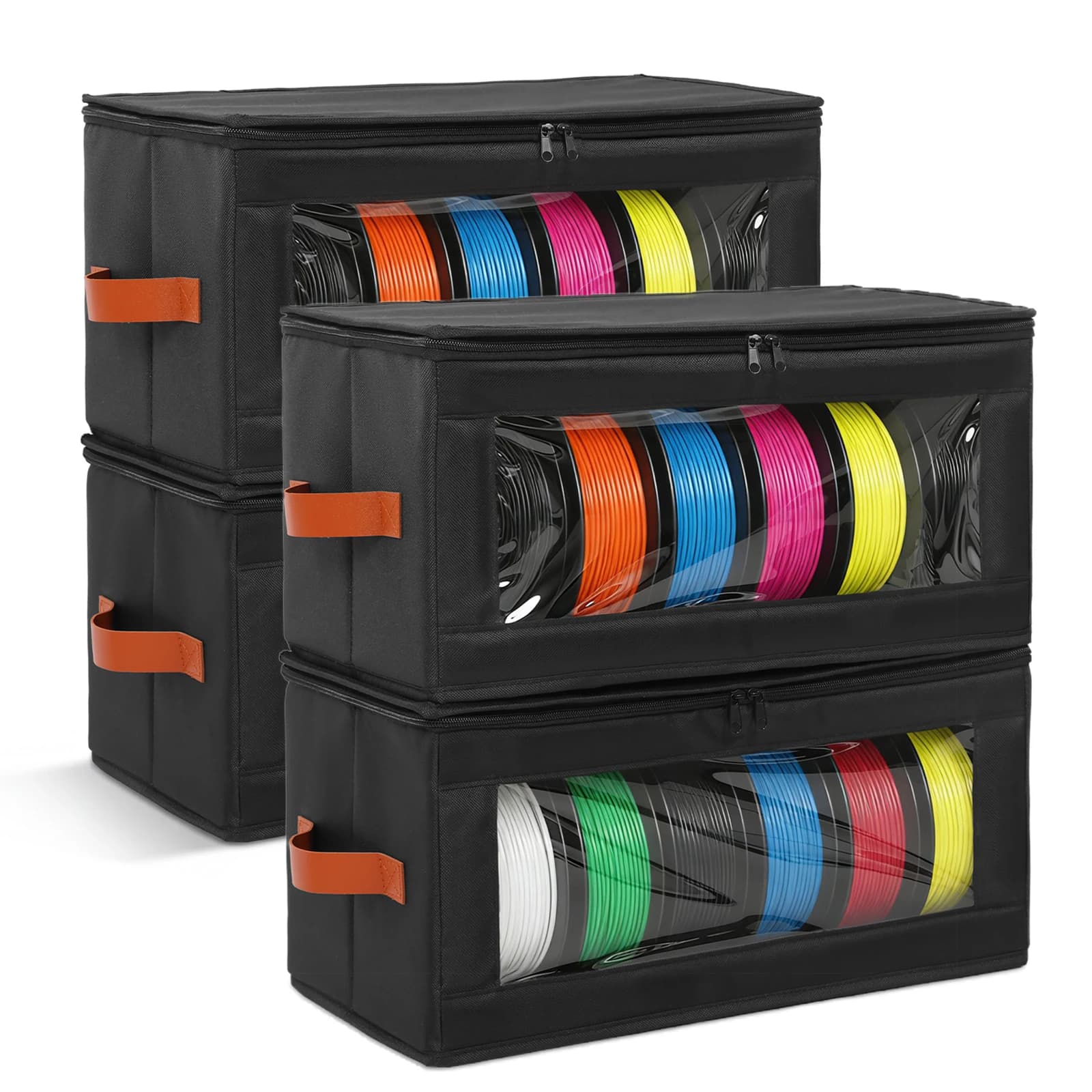 4Pcs Filament Storage Box Large Capacity 3D Printer Filament Storage Container with Clear Windows Tool Accessories Organizer