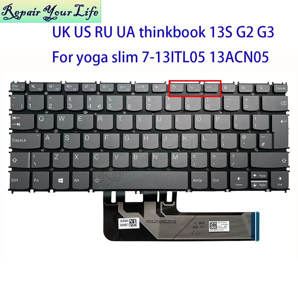 UA UK US Russian Keyboard Backlit For Lenovo ThinkBook 13s G2 ITL ARE G3 ACN 13x ITG Yoga Slim 7-13ACN05 13ITL05 LCM20A9 PR2UB
