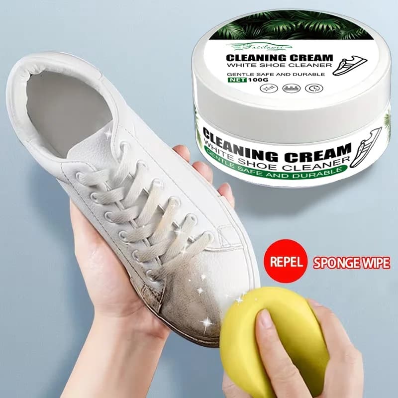 Crema detergente multiuso per scarpe da ginnastica: senza risciacquo, rimuove macchie: adatta per scarpe bianche e superfici da barca