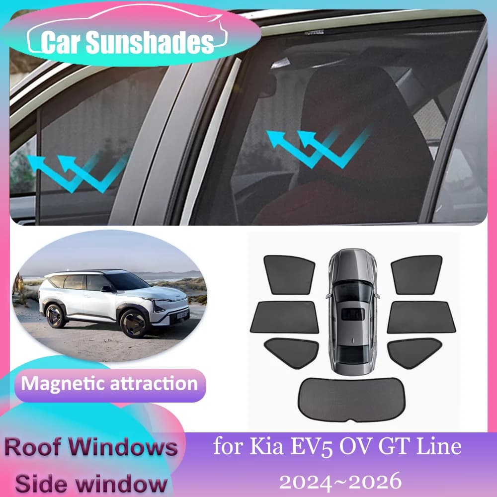 Car Magnetic Sunshades for Kia EV5 OV GT Line 2024~2026 Roof Windows Sun Visor Windshield Pad Curtain Sunroof Cover Accessories