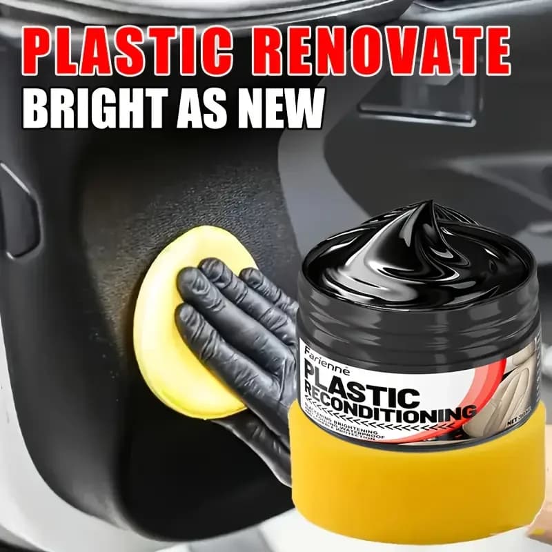 Kit di riparazione per interni auto: composto per rifinitura di finiture in plastica, cera nera lucida, pasta lucida per pneumatici e balsamo per sedili in pelle