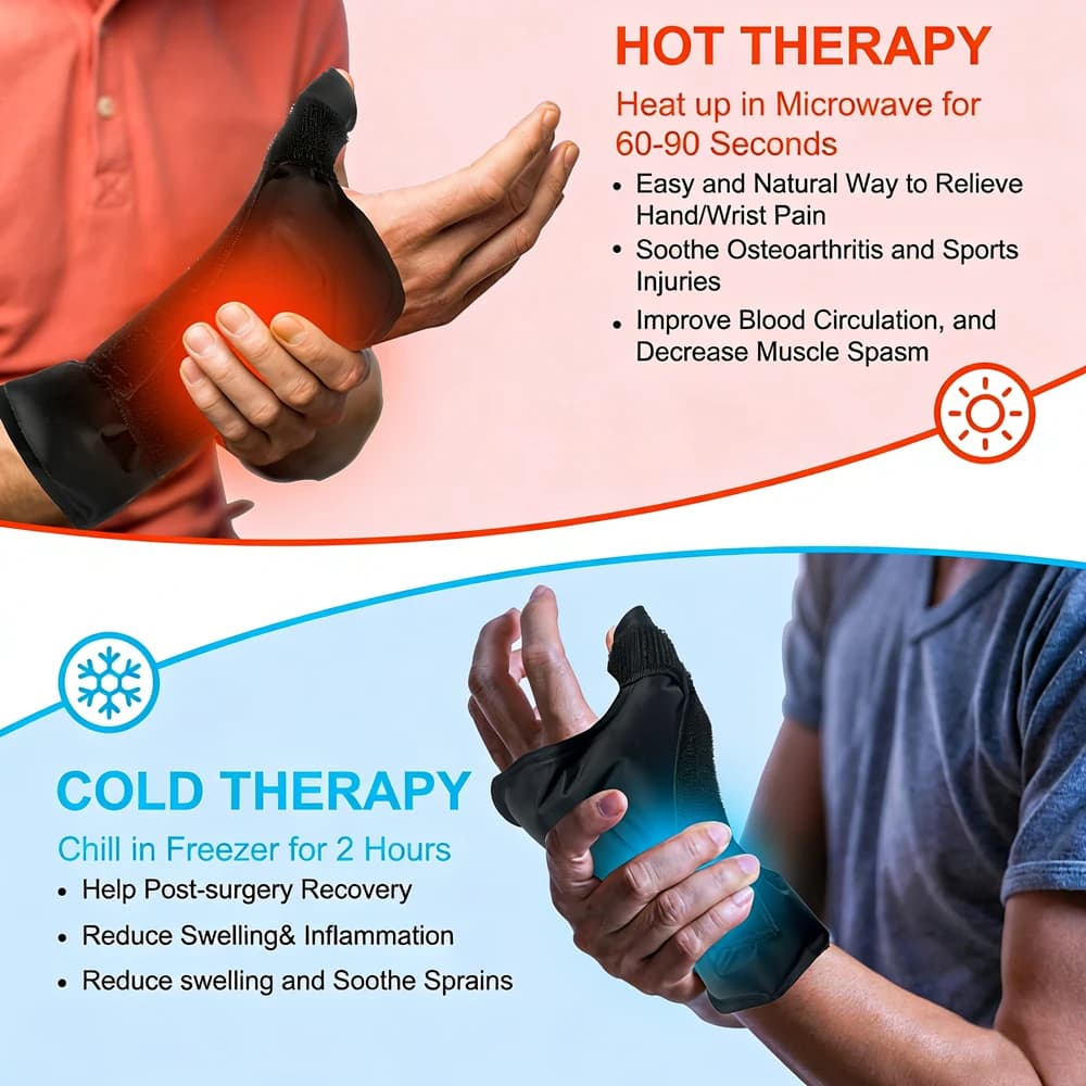 Avvolgimento del impacco di ghiaccio per il polso, supporto per compressione del gel, tutore flessibile caldo freddo per lesioni, tendinite riutilizzabile, gonfiore del tunnel carpale