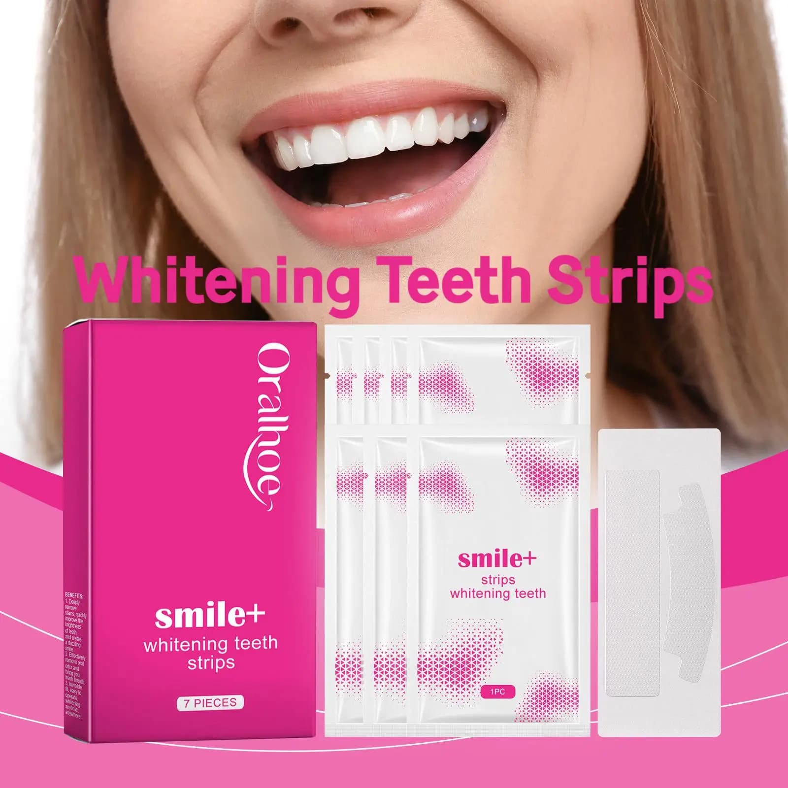 Oralhoe 7 pcs Whitening Strips For Tooths Remove La Placca Macchie Gialle Rinfrescante Sapore di Menta Candeggina Dentale Illumina Le Strisce per la Cura dei Denti
