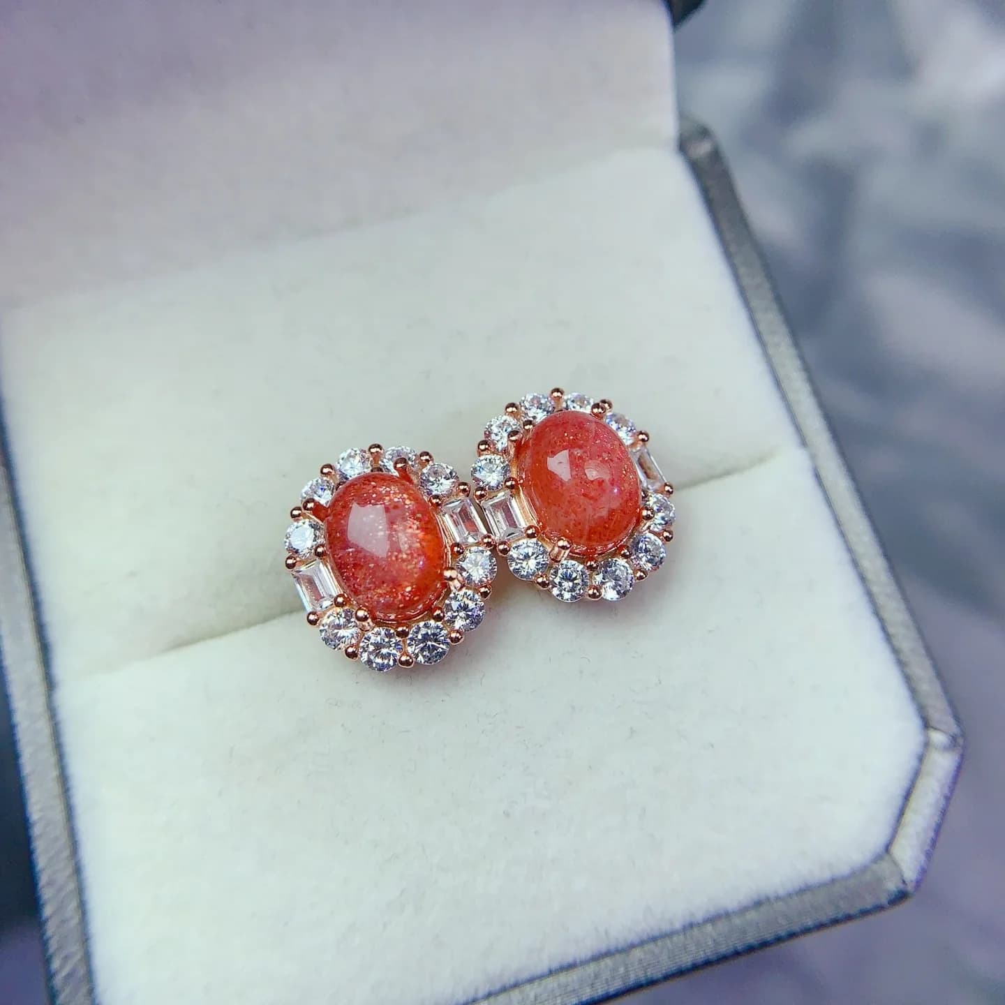 KJJEAXCMY Boutique Jewelry Orecchini con pietre preziose naturali per ragazze in argento puro 925 elettrolitico in oro rosa regalo di Natale