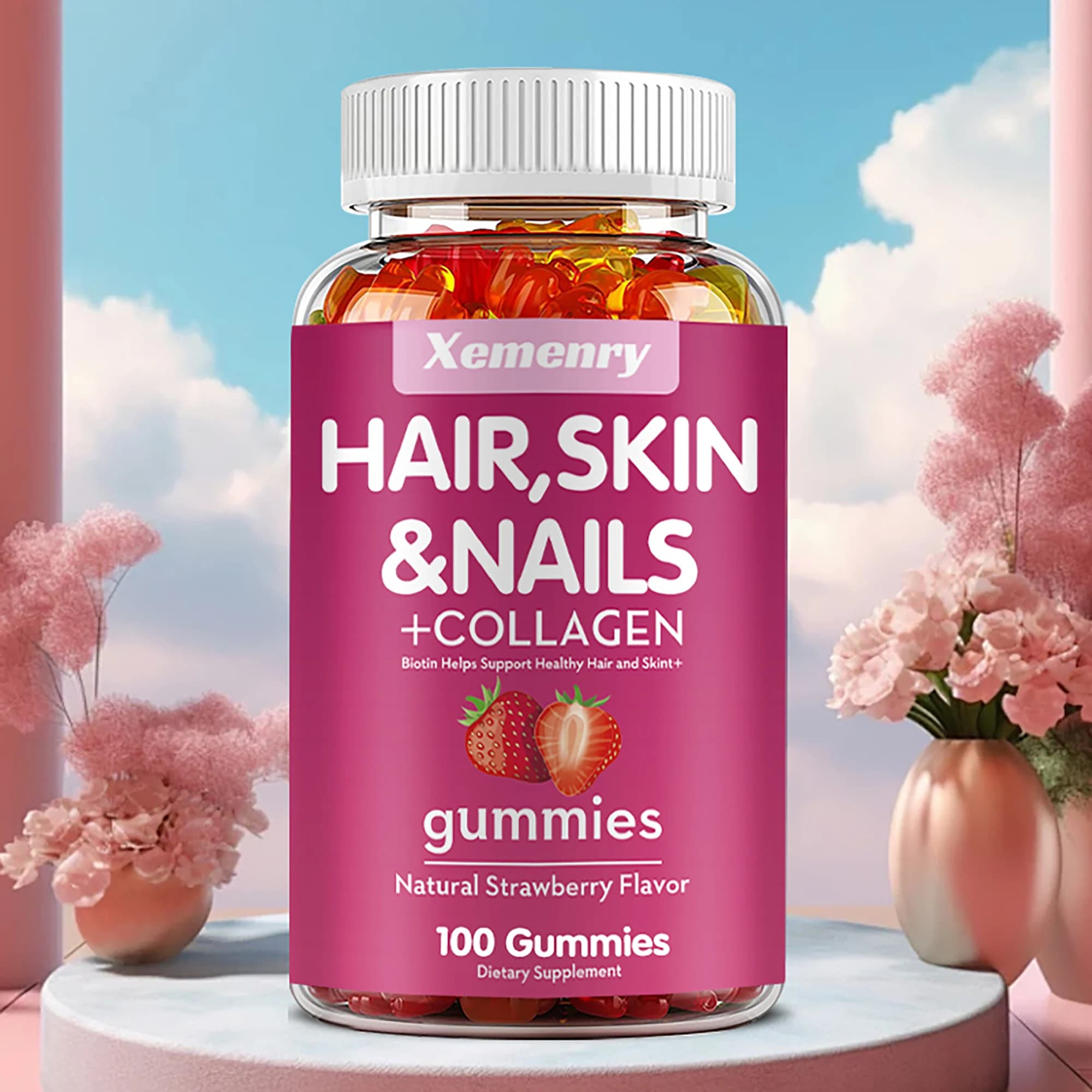 Biotin Gummies-supports hair, skin, nails and collagen, illuminates skin tone-100 Gummies