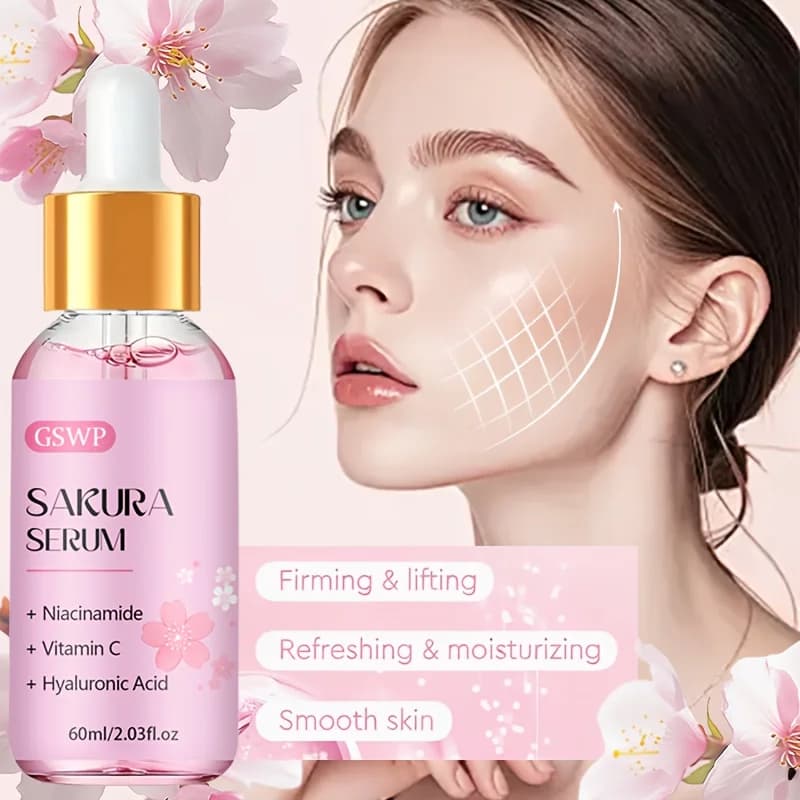 GSWP Sakura Hydrating serum, containing niacinamide, illuminates the skin, making it look lighter and brighter. 60/120/180ml