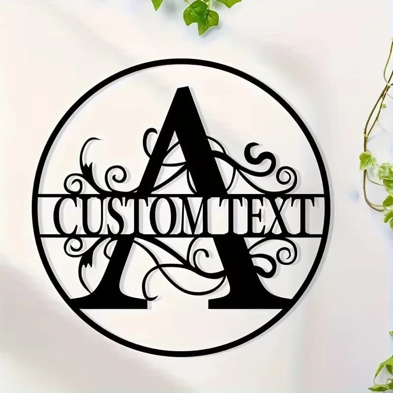 Un'elegante insegna personalizzata con combinazione di lettere in metallo - Decorazione personalizzata con nome e iniziali per la casa e l'esterno - Arte da parete resistente