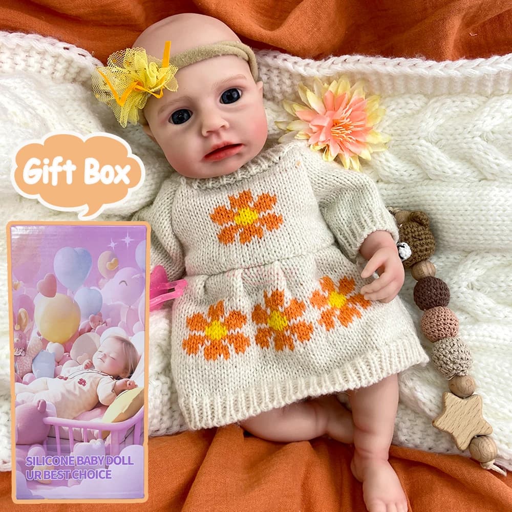 Bambola Reborn da 12 Pollici in Silicone Integrale, Bambola Realistica con Occhi Aperti, Morbido Corpo Appesantito per Regalo ai Bambini