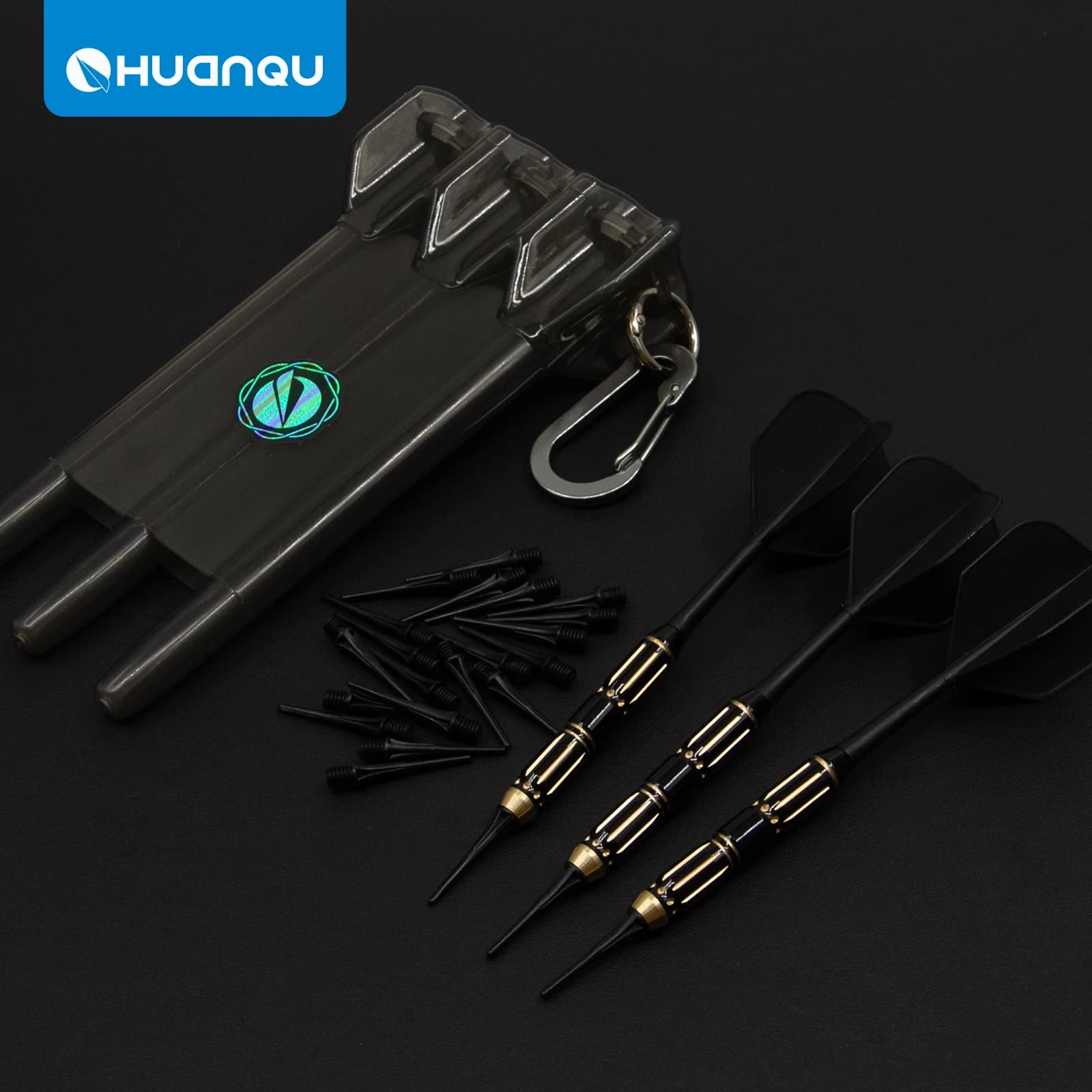 Il set di freccette in rame da tre pezzi Huanqu da 21 g include 20 punte di freccette sicure e una scatola di immagazzinaggio, freccette integrate professionali, adatto per riunioni e formazione sul bar a casa, scelta perfetta del regalo per le vacanze
