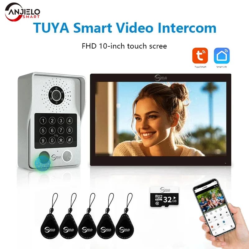 1080P Tuya Smart Fingerprint 5 in 1 Sblocca Videocitofono con rilevatore di movimento
