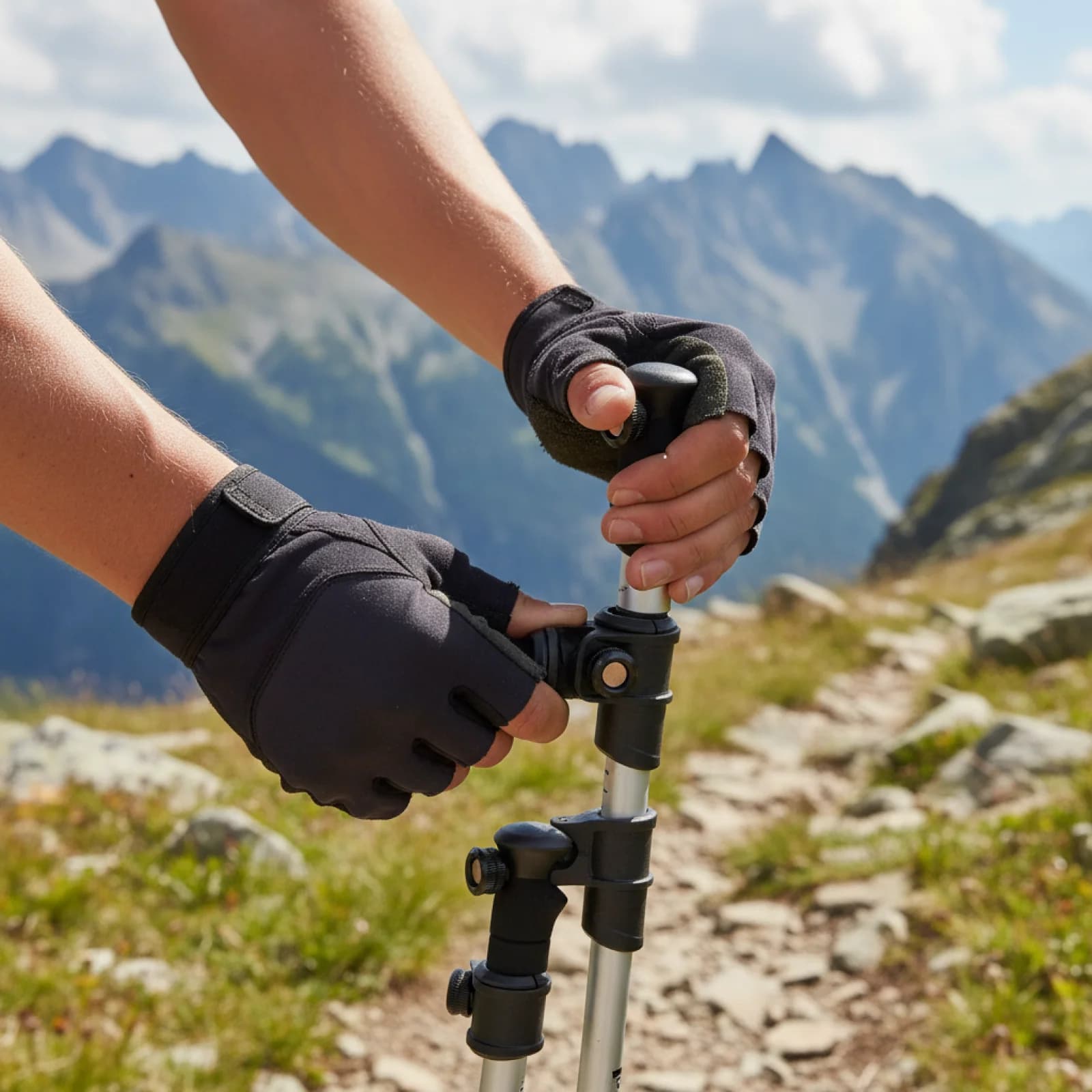 Set di 3 Morsetti Universali Leggeri in PVC per Bastoncini da Trekking 14 16 18mm, Morsetto di Ricambio Portatile per Bastoni da Arrampicata e Camminata