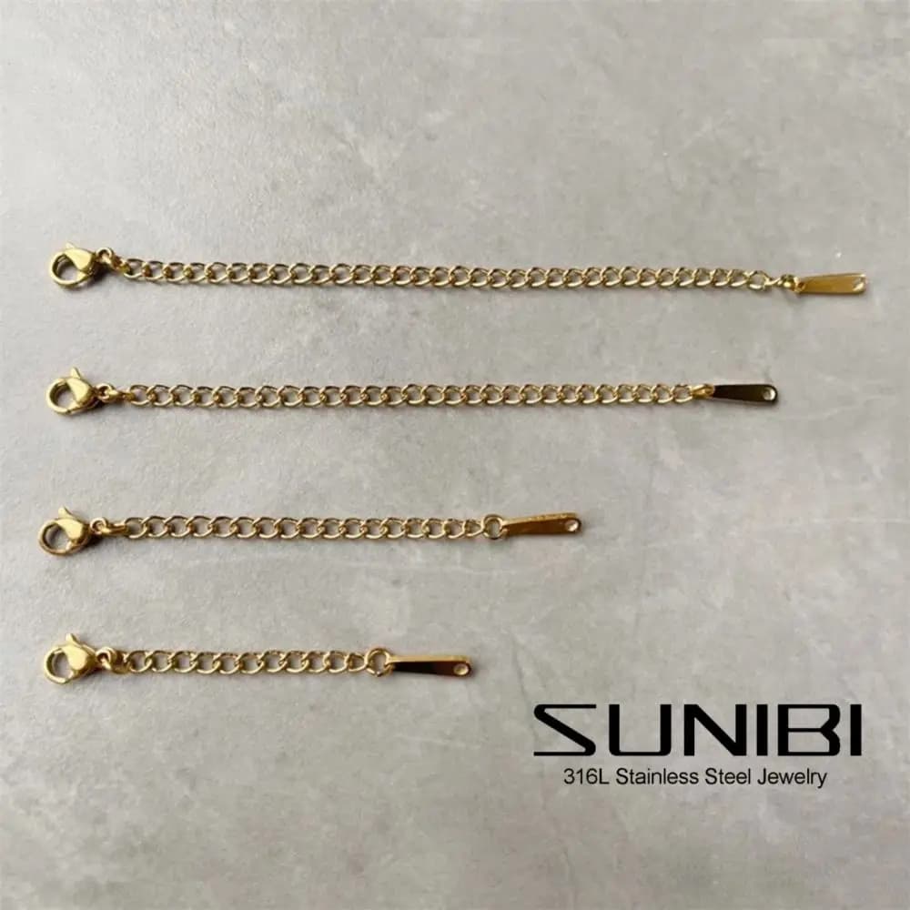 SUNIBI Extended Extension Tail Chain connettore per chiusure a moschettone in acciaio inossidabile per la creazione di gioielli con collana di bracciali